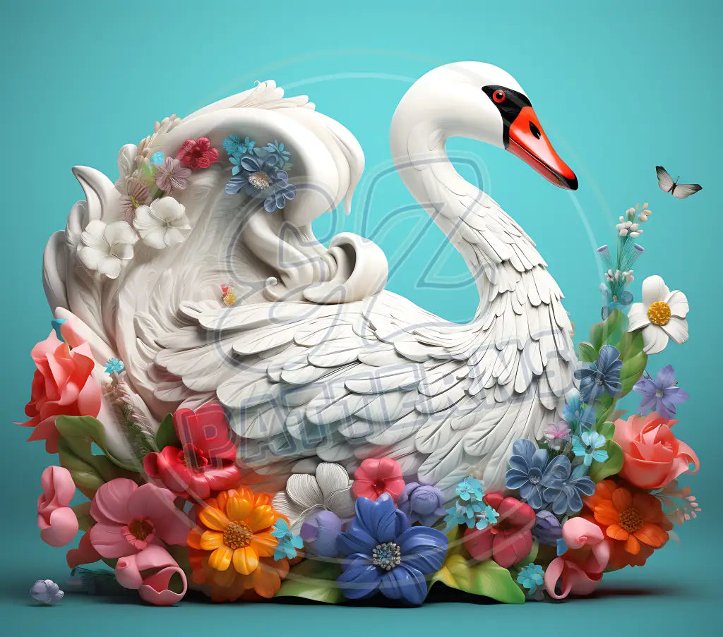 3D Swans 005 Printed Pattern Vinyl