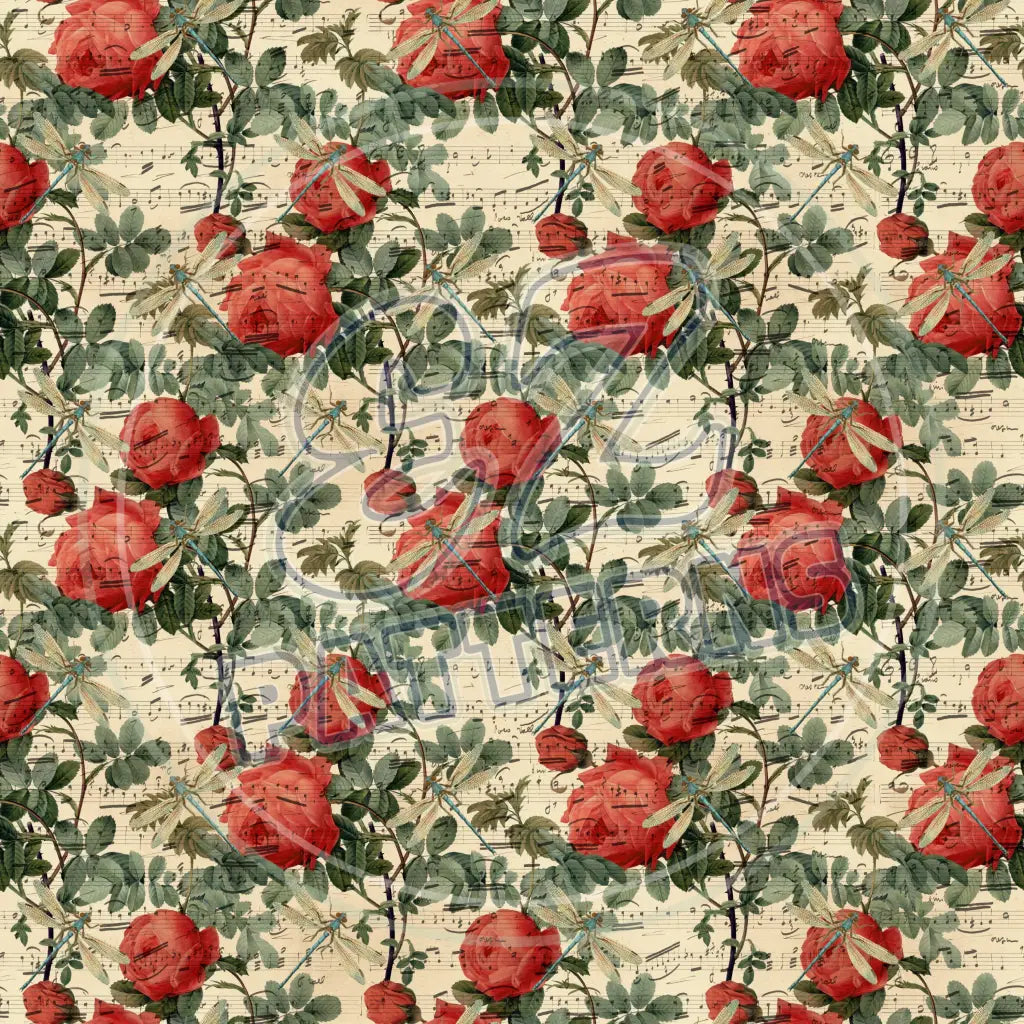 Dragonfly Rose 017 Printed Pattern Vinyl