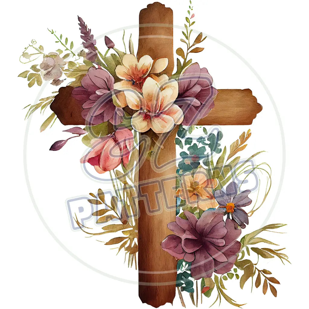 Floral Cross 003 Printed Pattern Vinyl