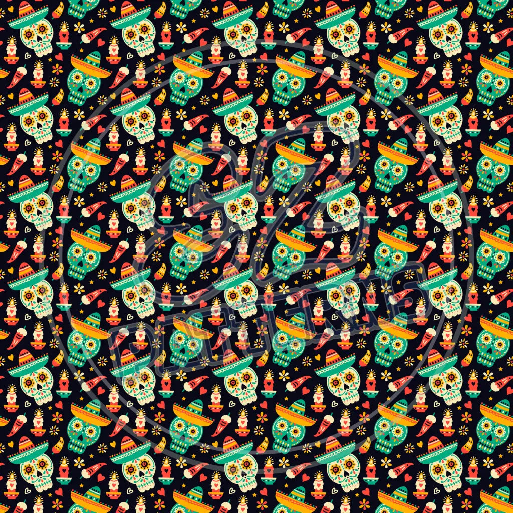 Sugar Skulls 009 Printed Pattern Vinyl