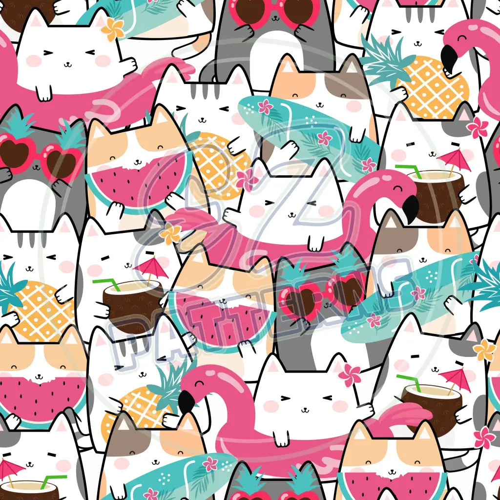 Tropical Kitties 008 Printed Pattern Vinyl