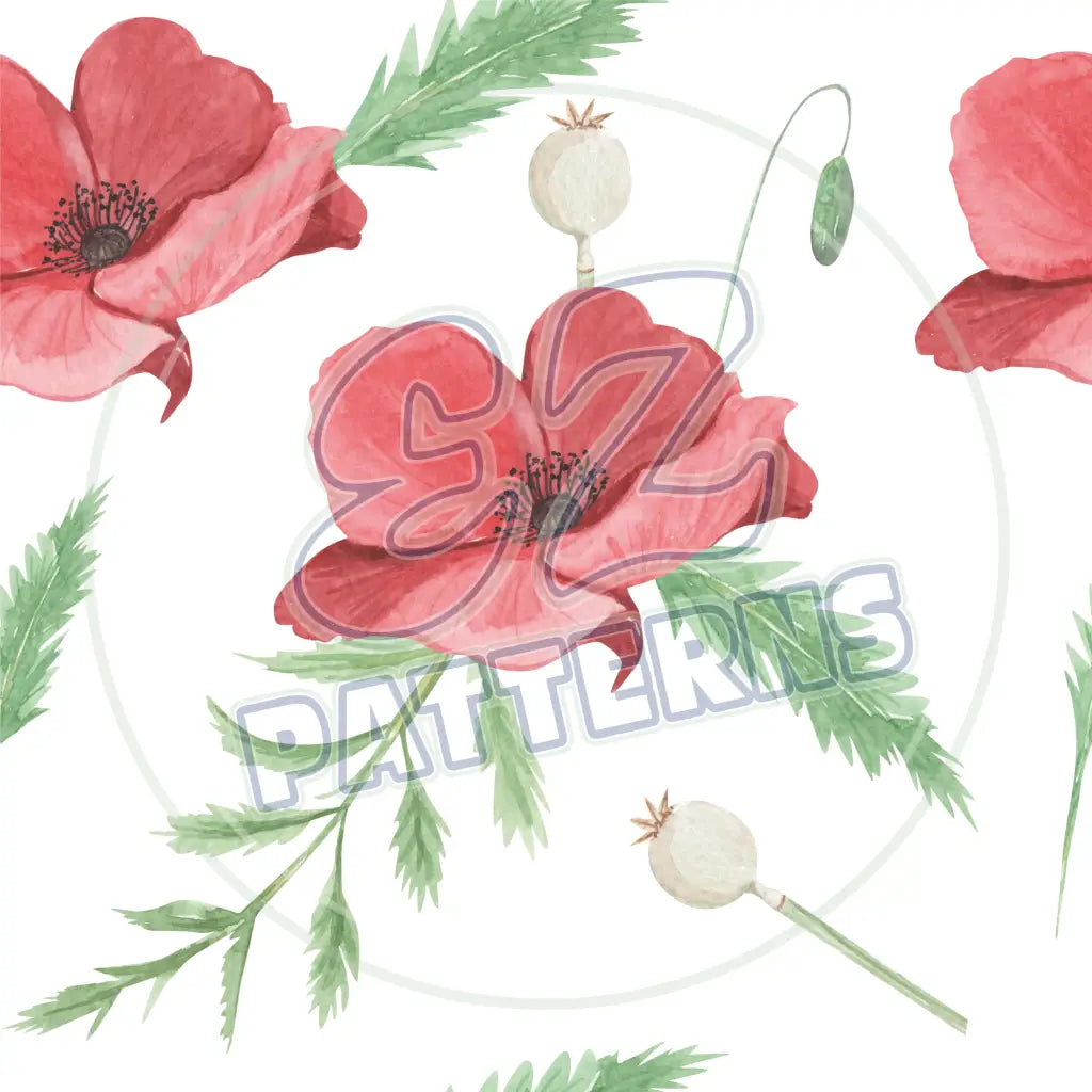 Watercolor Poppies 002 Printed Pattern Vinyl